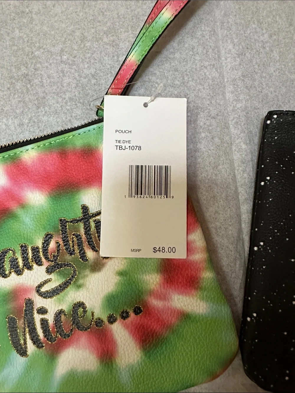 Betsey Johnson Green Red White Tie-Dye Cosmetic Pouch Trio